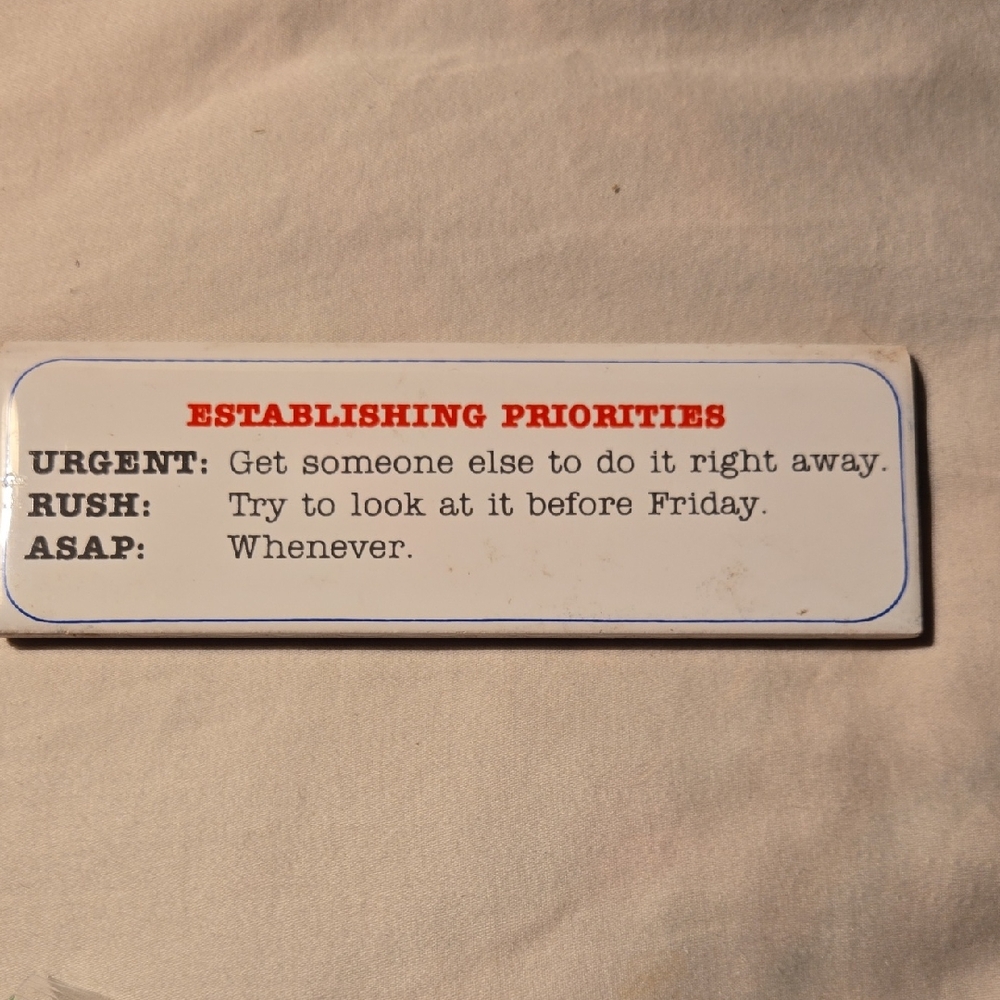Priority Levels Stand Up Desk Sign